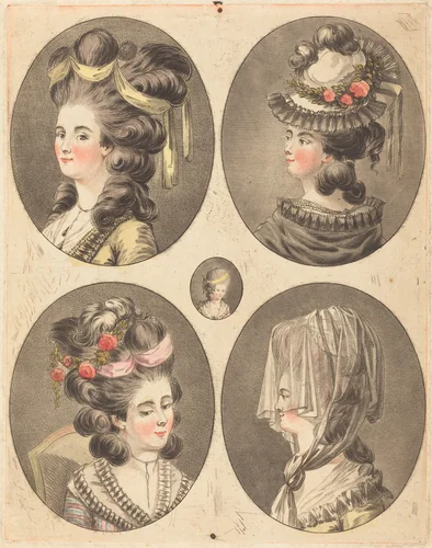 Modeles de coiffures by Jean-François Janinet, print, 1752-1814