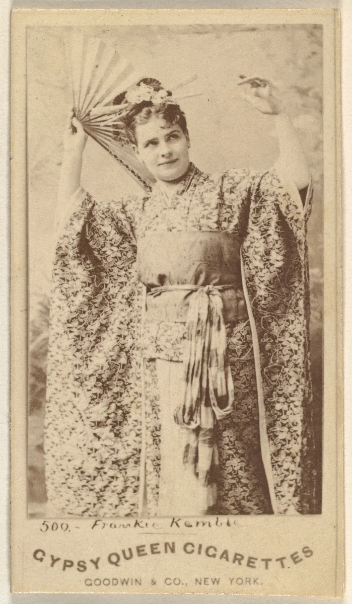 Frankie Kemble, from the Actors and Actresses series (N171) for Gypsy Queen Cigarettes by Goodwin & Company, photograph, 1886-1890