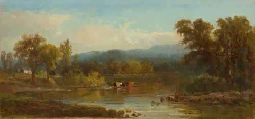 On the Hudson River, Near Idlewild by Eliza Pratt Greatorex, artwork, 1864