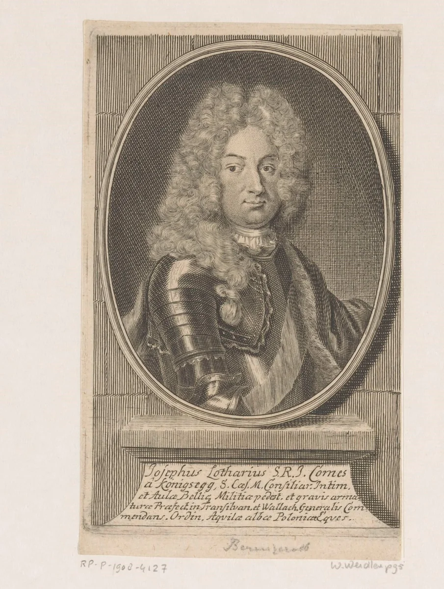 Portret van Joseph Lothar Graf von Königsegg-Rothenfels by Martin Bernigeroth, print, 1723-1767