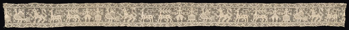 Band with Parade of Human Figures, Stags, and Other Fantastic Animals by Unknown, textile, 1500-1699