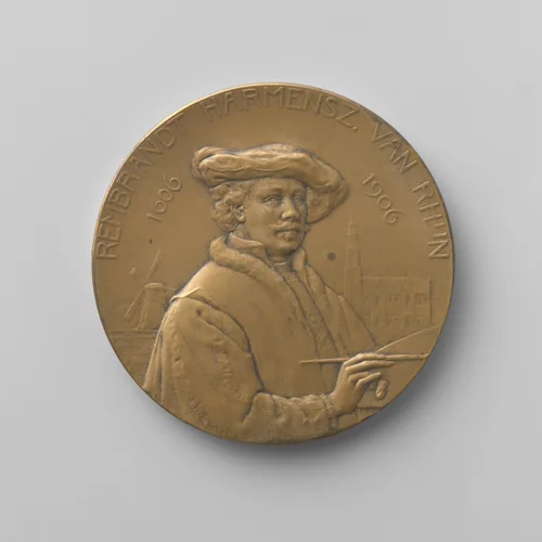 Derde eeuwfeest van Rembrandts geboorte by Georg Sturm, metalwork, 1906