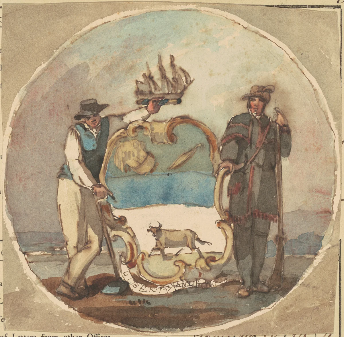 Study for "The Great Seal of the State of Delaware" by Thomas Sully, drawing, 1842-1852