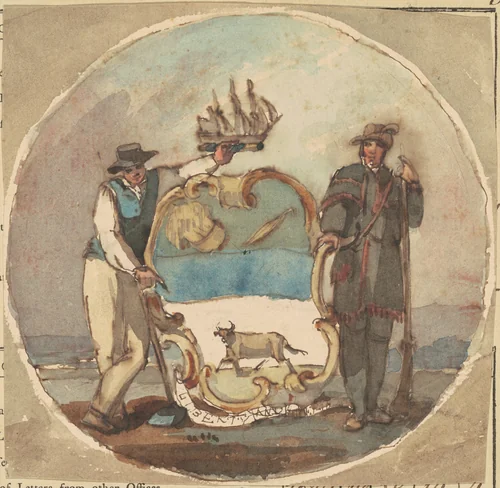 Study for "The Great Seal of the State of Delaware" by Thomas Sully, drawing, 1842-1852