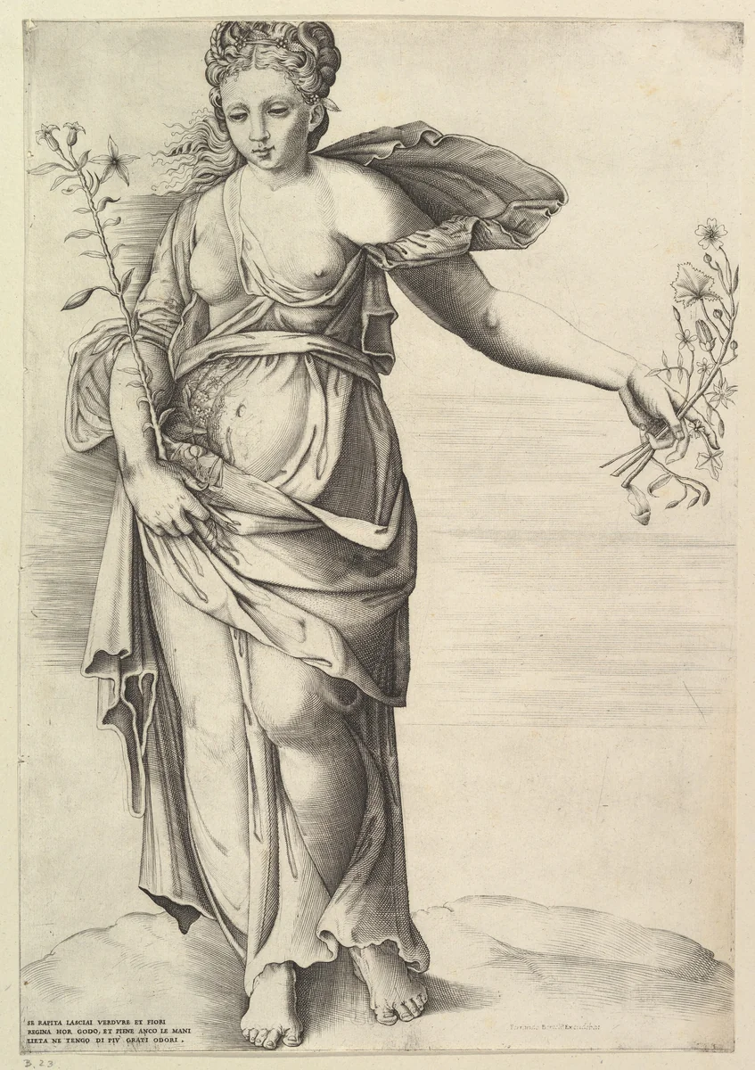 Flora by anonymous, print, 1555-1575