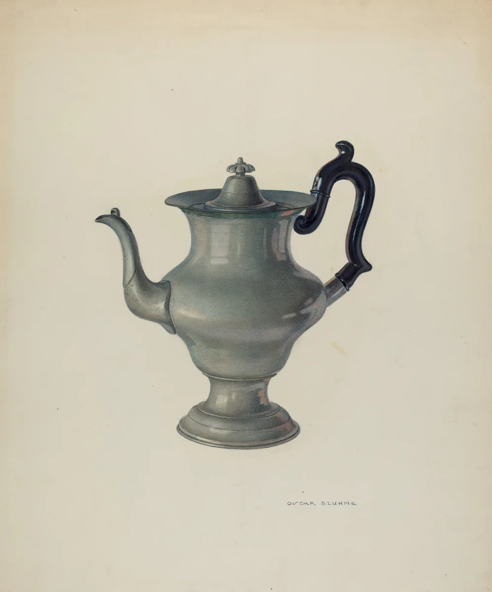 Coffee Pot by Oscar Bluhme, index of american design, 1940