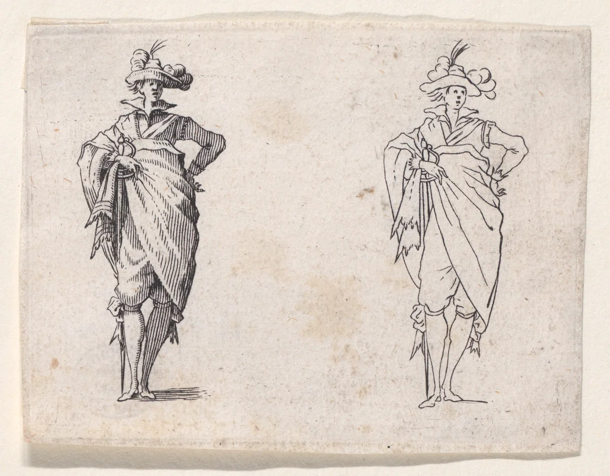 Reverse Copy of Le Gentilhomme de Face, La Main Droite sur la Hanche (Gentleman Facing Forward, His Right Hand on his Hip), from "Les Caprices" Series A, The Florence Set by anonymous, print, 1620-1700