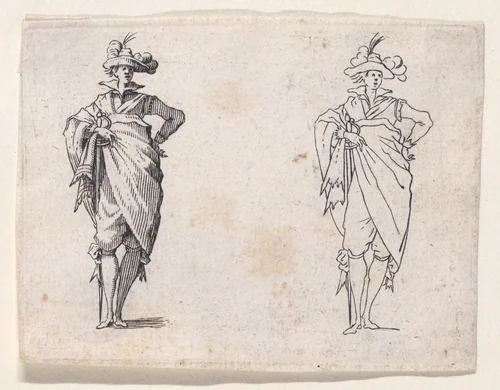 Reverse Copy of Le Gentilhomme de Face, La Main Droite sur la Hanche (Gentleman Facing Forward, His Right Hand on his Hip), from "Les Caprices" Series A, The Florence Set by anonymous, print, 1620-1700