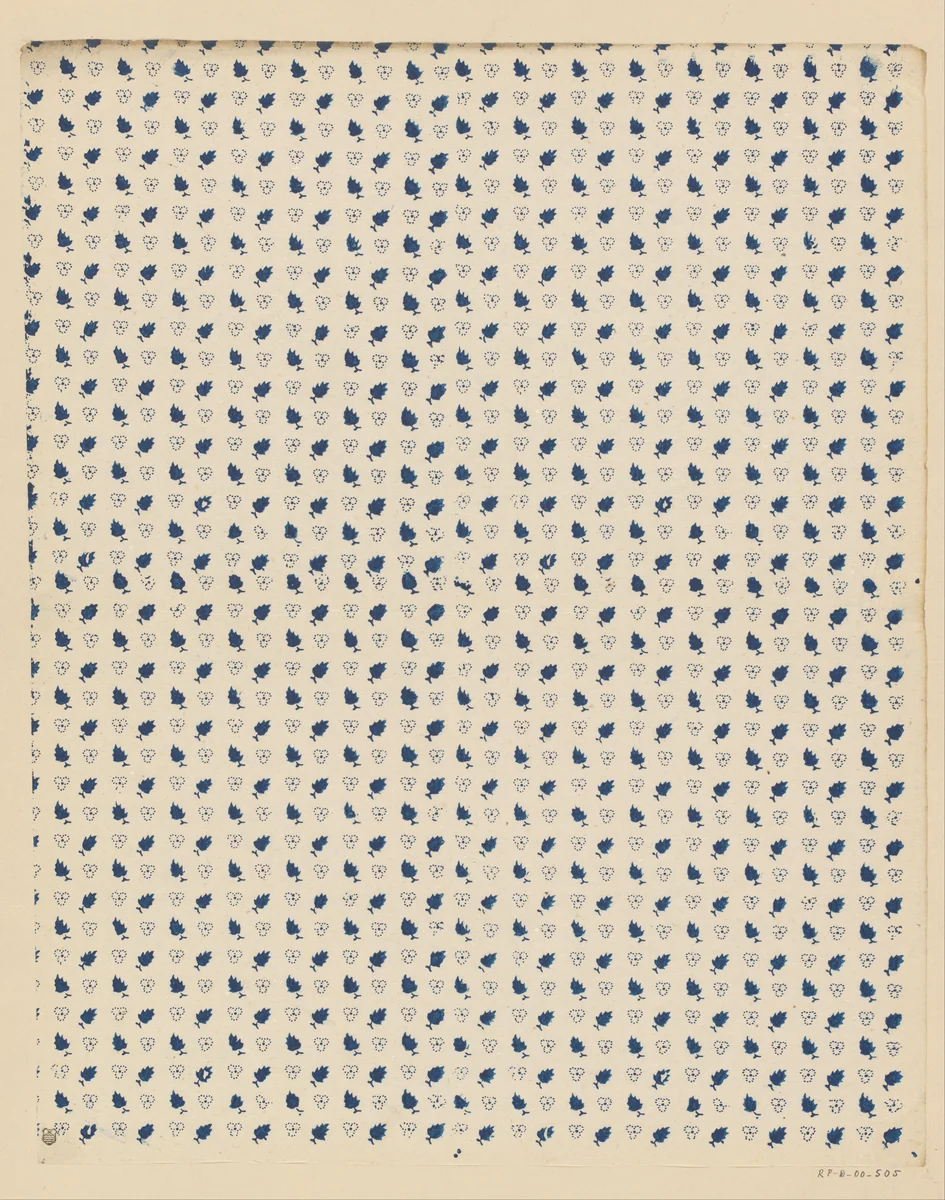 Blad met alternerend strooipatroon van bladmotieven by anonymous, print, 1800-1900