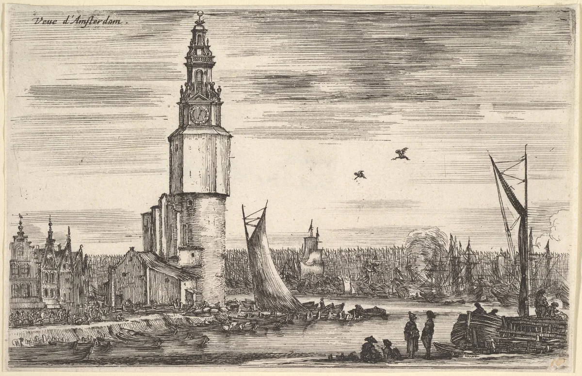 View of Amsterdam (Vue d'Amsterdam), from "Views of seaports" (Vues de ports de mar) by Stefano della Bella, print, 1647