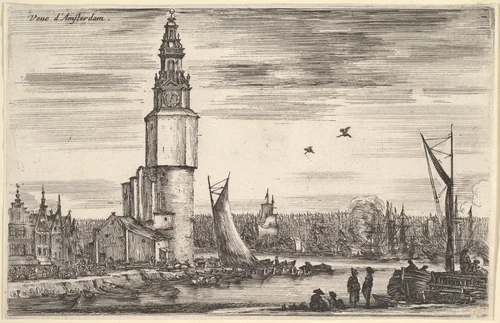 View of Amsterdam (Vue d'Amsterdam), from "Views of seaports" (Vues de ports de mar) by Stefano della Bella, print, 1647