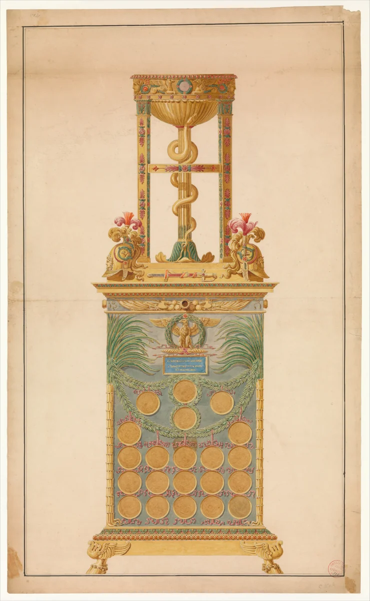 A Medal Cabinet for Napoleon by Jean Guillaume Moitte, drawing, 1804-1810