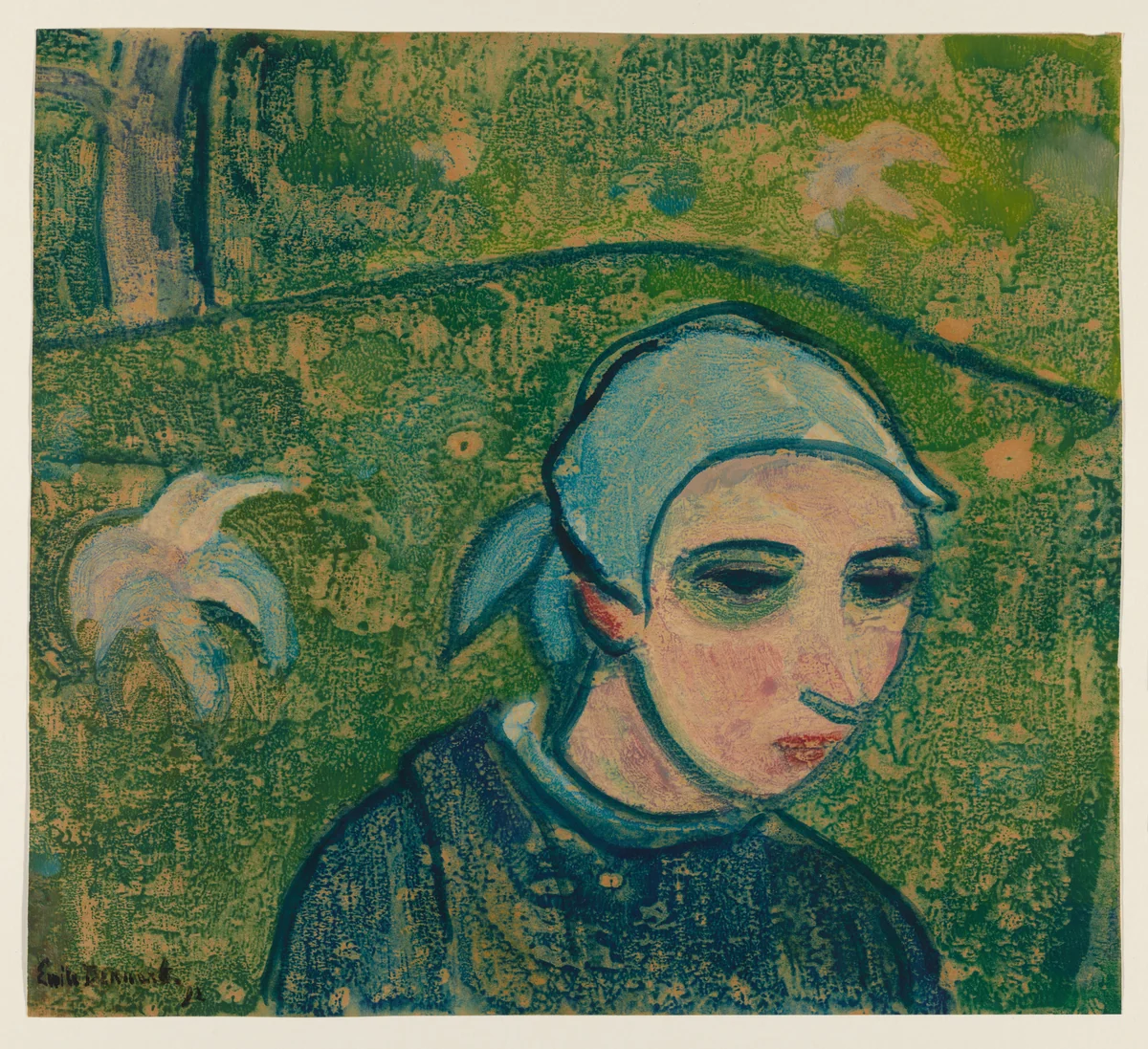 Young Breton Woman by Emile Bernard, print, 1892
