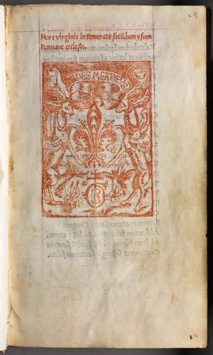 Printed Book of Hours (Use of Rome): fol. 1r, Printers Mark by Guillaume Le Rouge, book, 1510