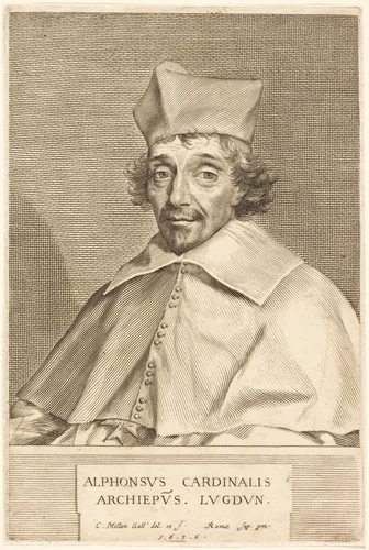 Alphonse du Plessis Richelieu, Cardinal of Lyon by Claude Mellan, print, 1636
