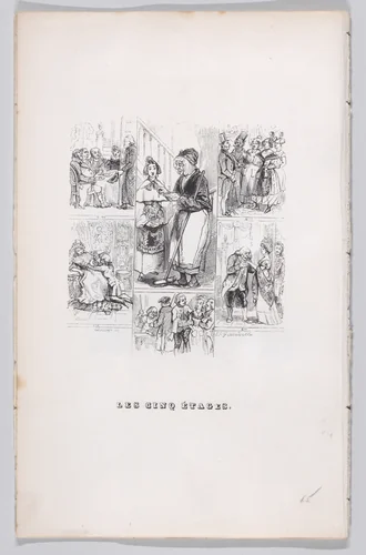The Five Stages, from "The Complete Works of Béranger" by J. J. Grandville, print, 1836
