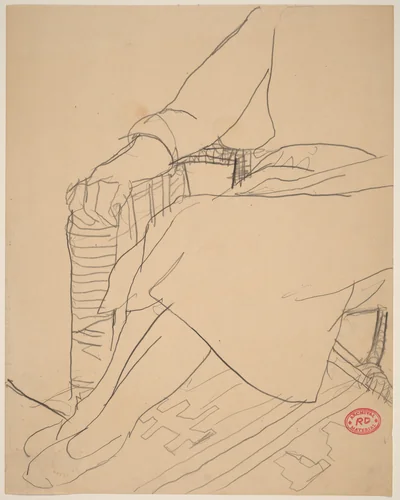 Untitled [study of hands, legs, and dress of a seated woman] by Richard Diebenkorn, drawing, 1955-1967