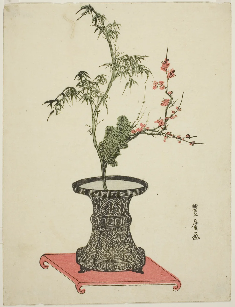 Three friends Ikebana by Utagawa Toyhiro, print