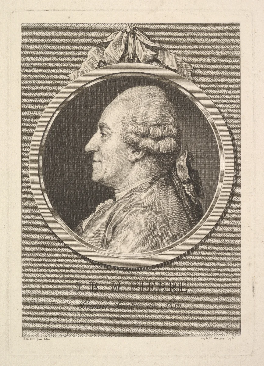 Portrait of Jean-Baptiste-Marie Pierre by Augustin de Saint-Aubin, print, 1775