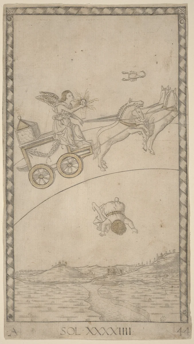 Sol (Sun) by Master of the E-Series Tarocchi, print, 1465