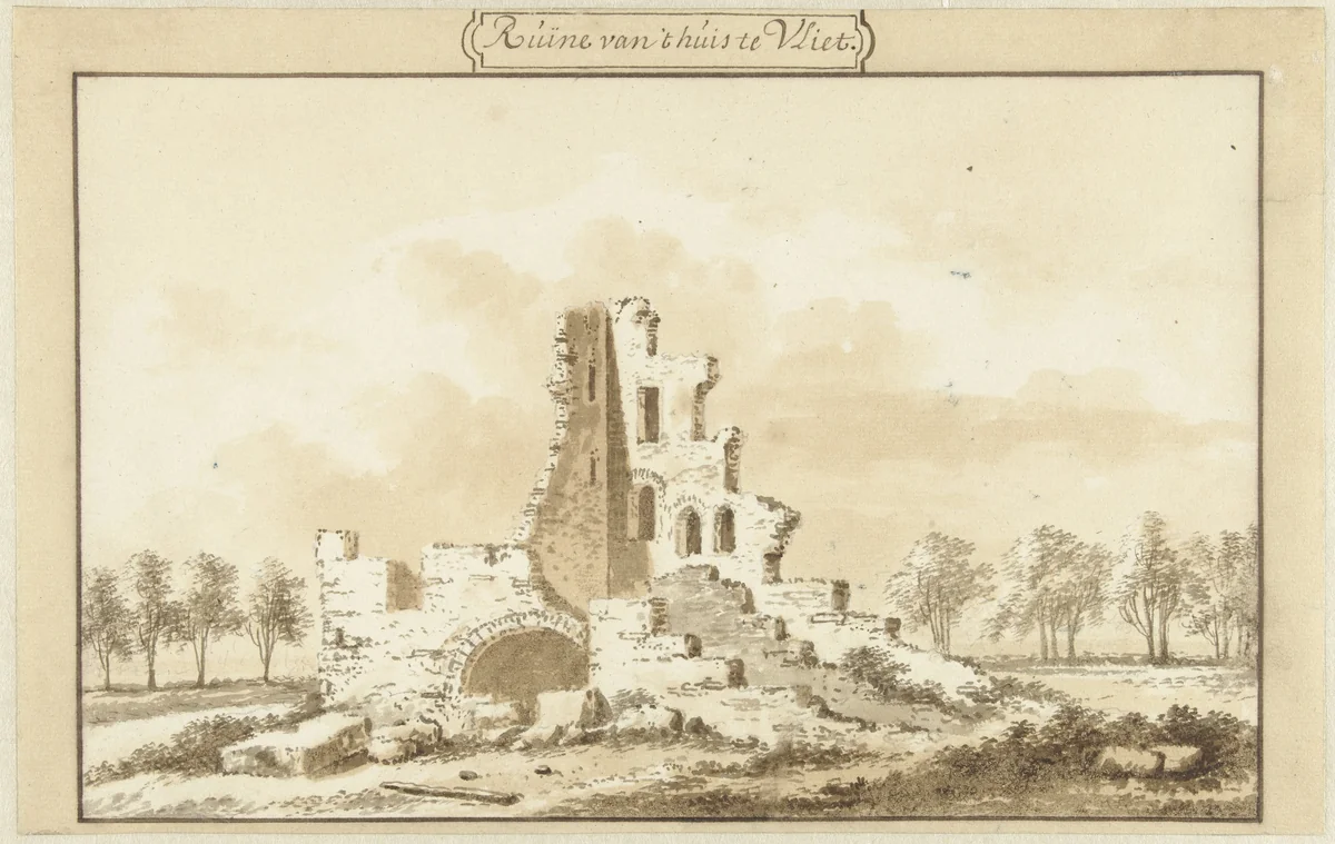 Ruïne van het huis te Vliet, in de Lopikkerwaard by Abraham Rademaker, drawing, 1685-1735
