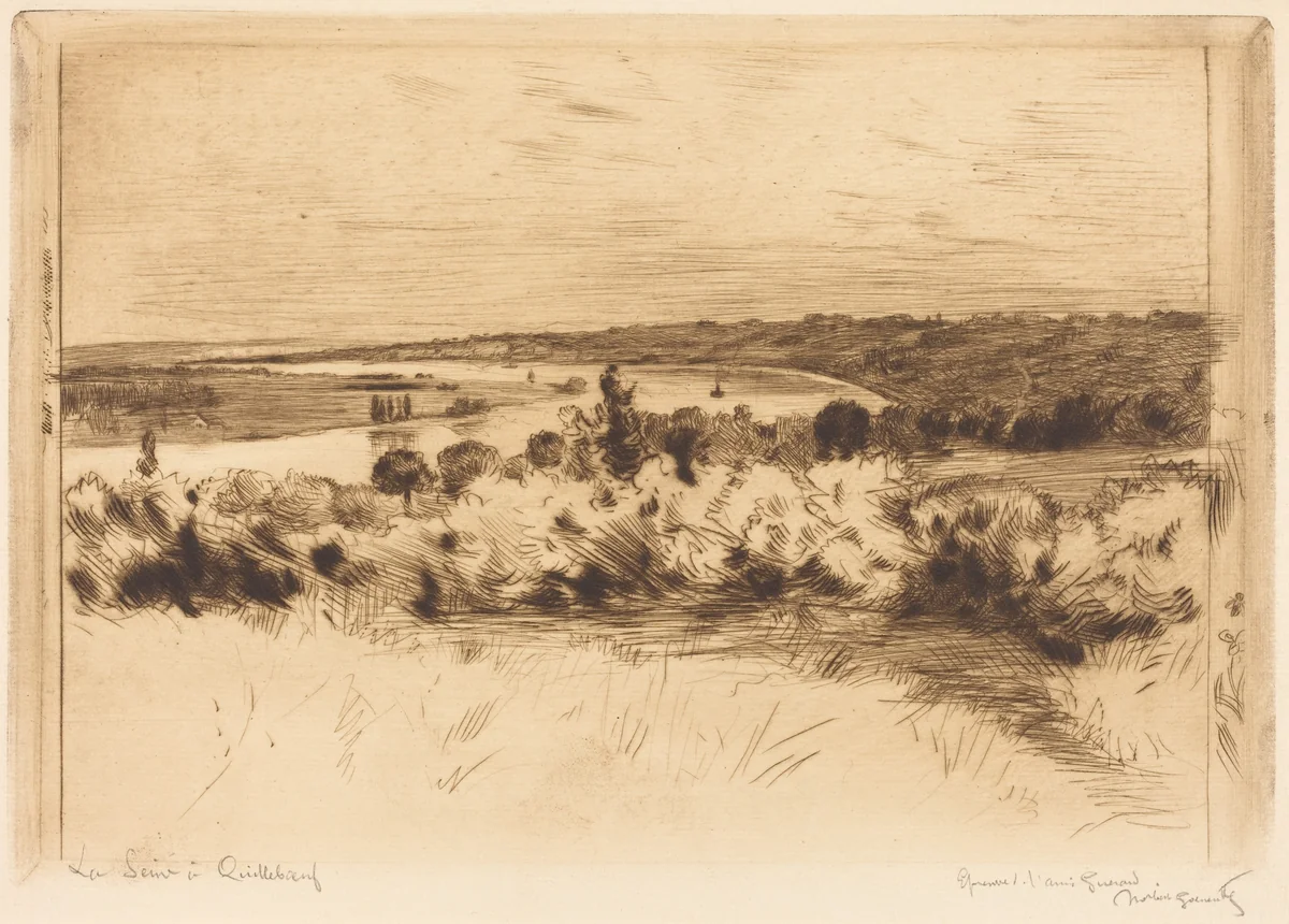 The Seine at Quilleboeuf (La Seine a Quilleboeuf) by Norbert Goeneutte, print, 1890