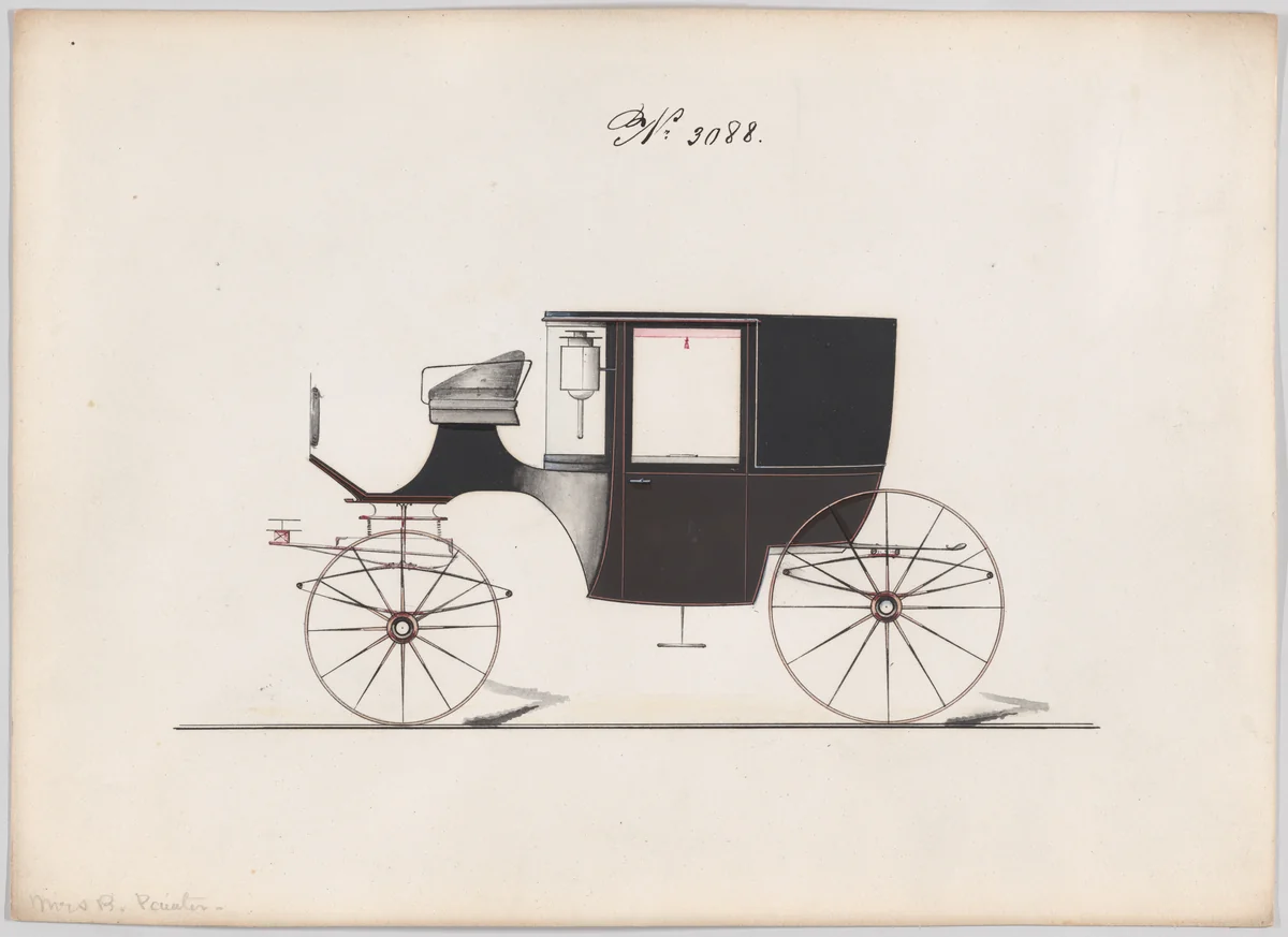 Design for Coupé, no. 3088 by Brewster & Co., drawing, 1875
