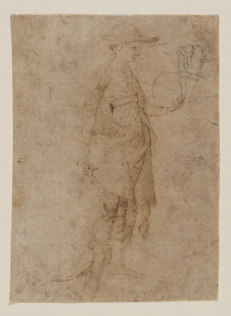 A Young Man in Armor, Facing Right by Arcangelo di Cola, drawing, 1420-1430