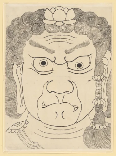 Mask of Fudō Myōō by Katsushika Hokusai (葛飾 北斎), painting, 1700-1899