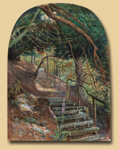 Steps in a Garden by William Henry Millais, drawing, 1860