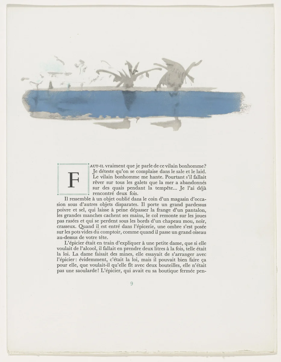 Headpiece (page 9) from Mille Regrets (A Thousand Regrets) by Christian Bérard, illustrated book, 1947