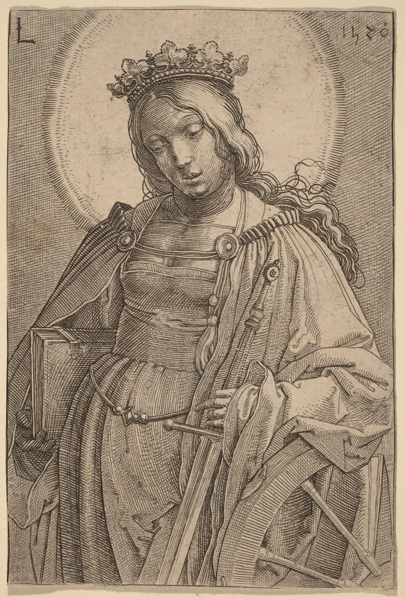 Saint Catherine by Lucas van Leyden, print, 1520