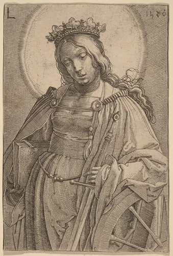 Saint Catherine by Lucas van Leyden, print, 1520