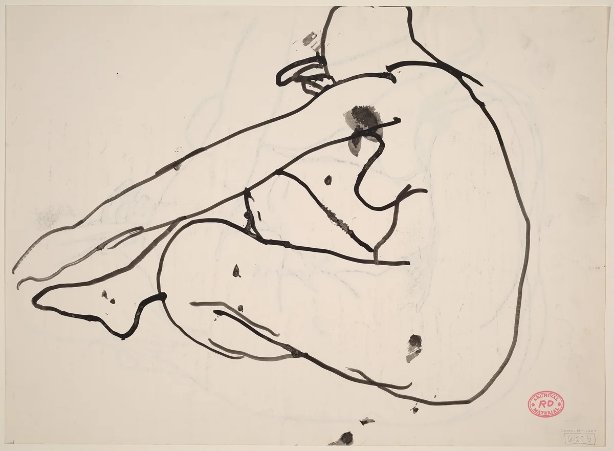 Untitled [side view of seated female nude] [verso] by Richard Diebenkorn, drawing, 1955-1967