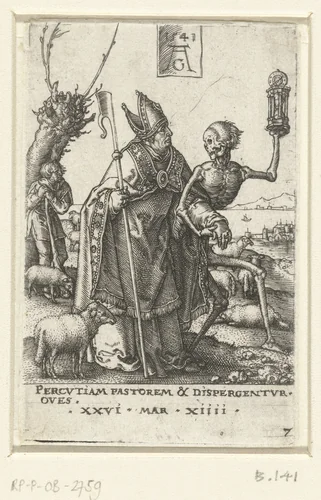 De Dood en de bisschop by Unknown, print, 1541
