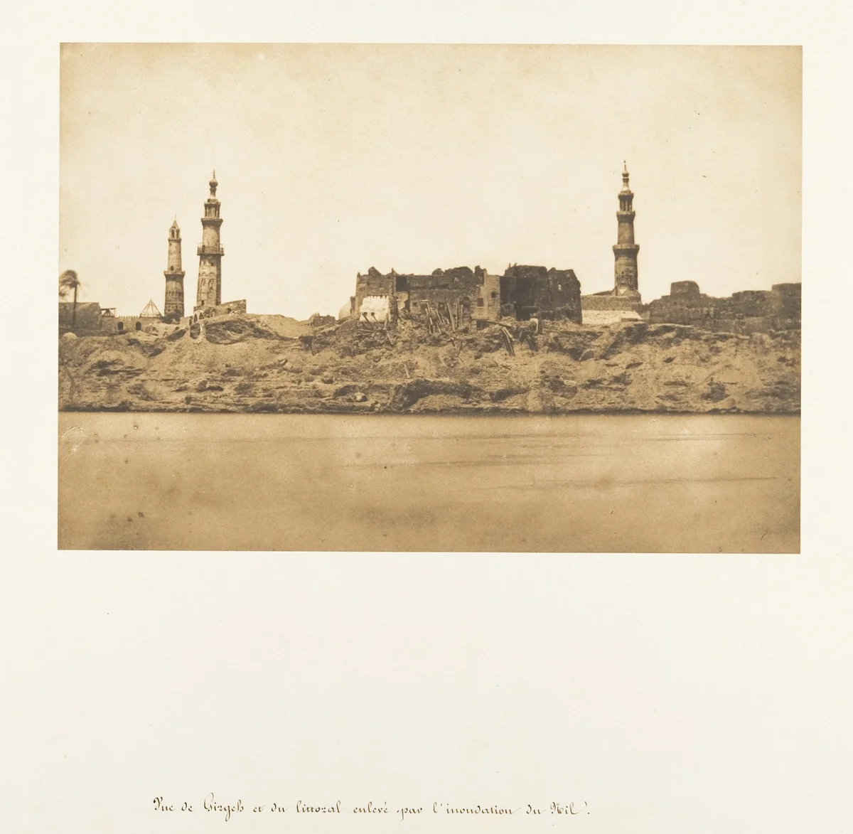 Vue de Girgeh et du littoral enlevé - par l'inondation du Nil by Maxime Du Camp, photograph, 1849-1850