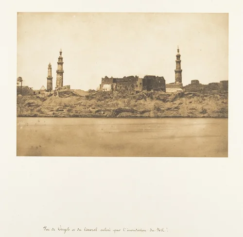 Vue de Girgeh et du littoral enlevé - par l'inondation du Nil by Maxime Du Camp, photograph, 1849-1850