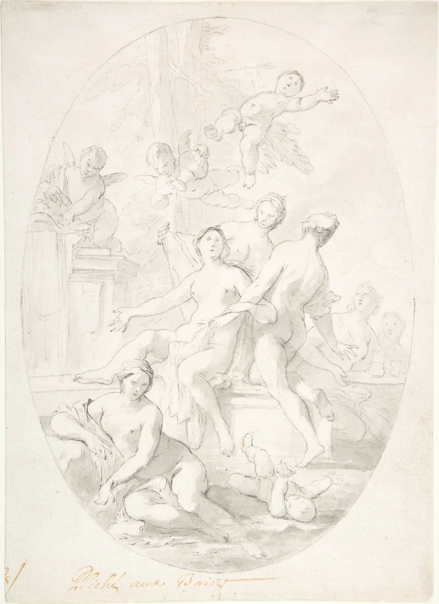 The Bath of Psyche by Pierre Jacques Cazes, drawing, 1685-1754