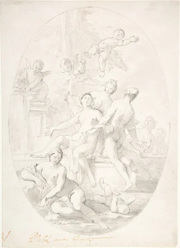 The Bath of Psyche by Pierre Jacques Cazes, drawing, 1685-1754