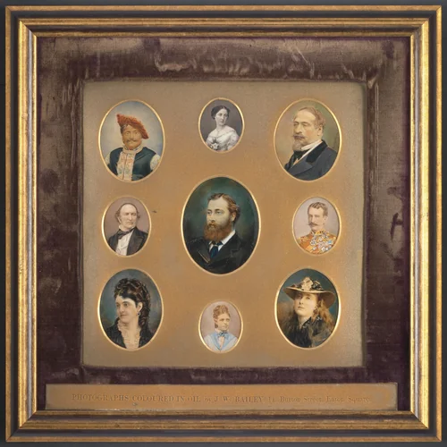 [Nine Portraits in Original Passe-Partout] by James William Bailey, photograph, 1880-1889