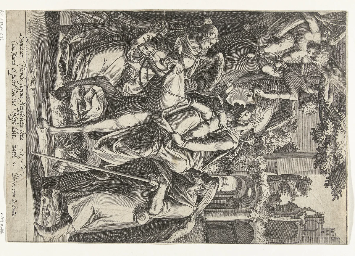 Vlucht naar Egypte by Unknown, print, 1580-1608