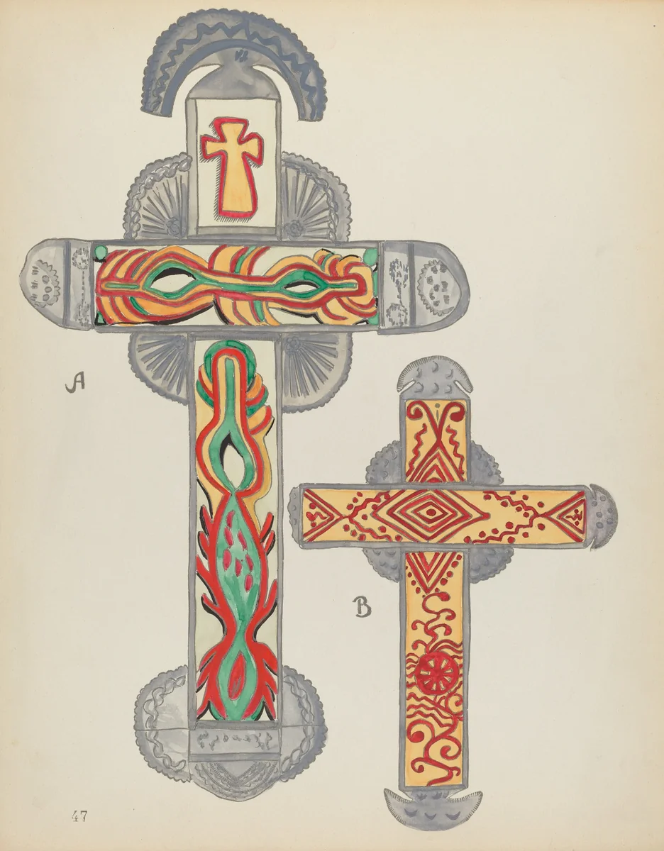 Plate 47: Crosses of Tin: From Portfolio "Spanish Colonial Designs of New Mexico" by American 20th Century, index of american design, 1935-1942