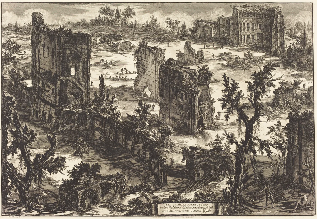 Veduta delle Terme di Tito by Giovanni Battista Piranesi, print, 1775