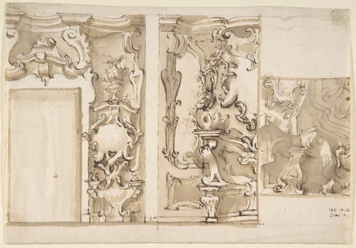 Design for Wall Elevation and Ceiling by anonymous, drawing, 1740-1750