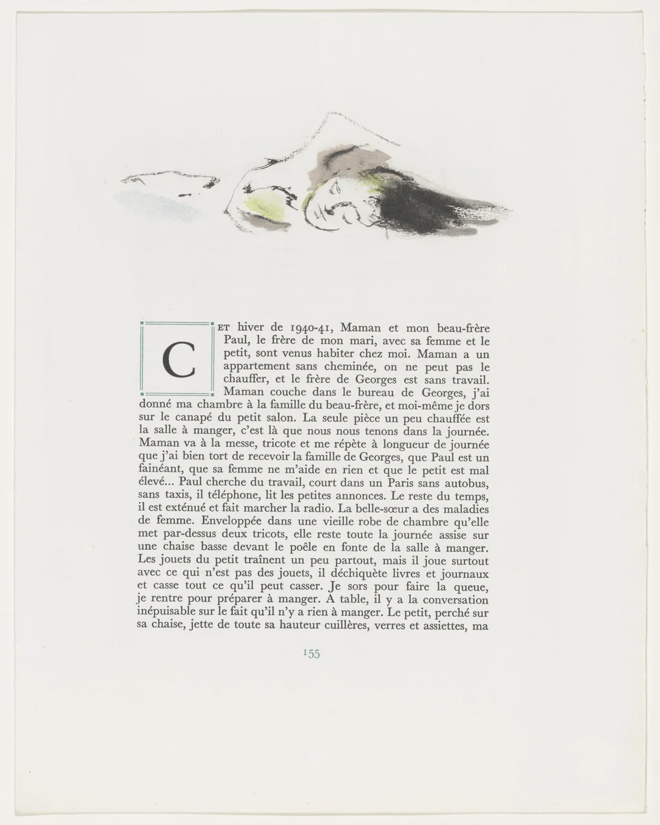 Headpiece (page 155) from Mille Regrets (A Thousand Regrets) by Christian Bérard, illustrated book, 1947