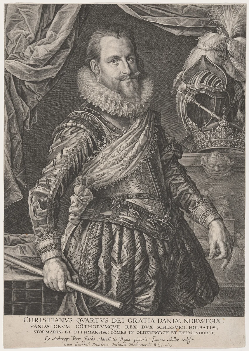 Christian IV of Denmark by Jan Muller; Pieter Isaacz, print, 1625