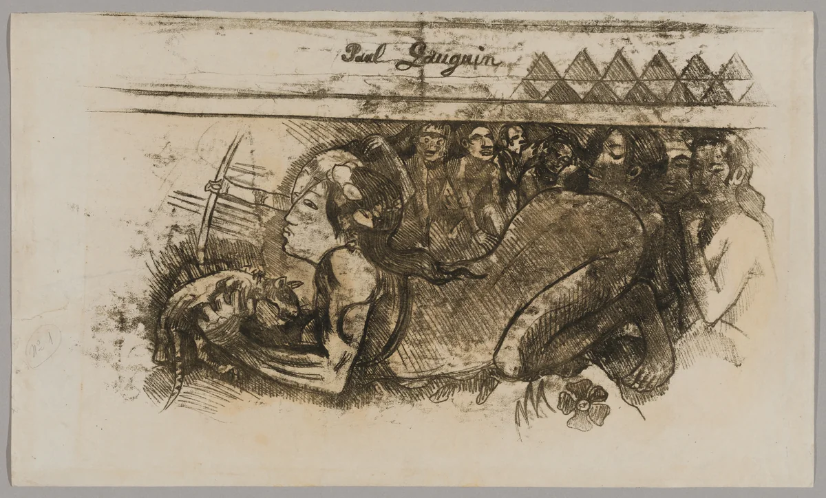 Woman with a Cat by Paul Gauguin, print, 1900