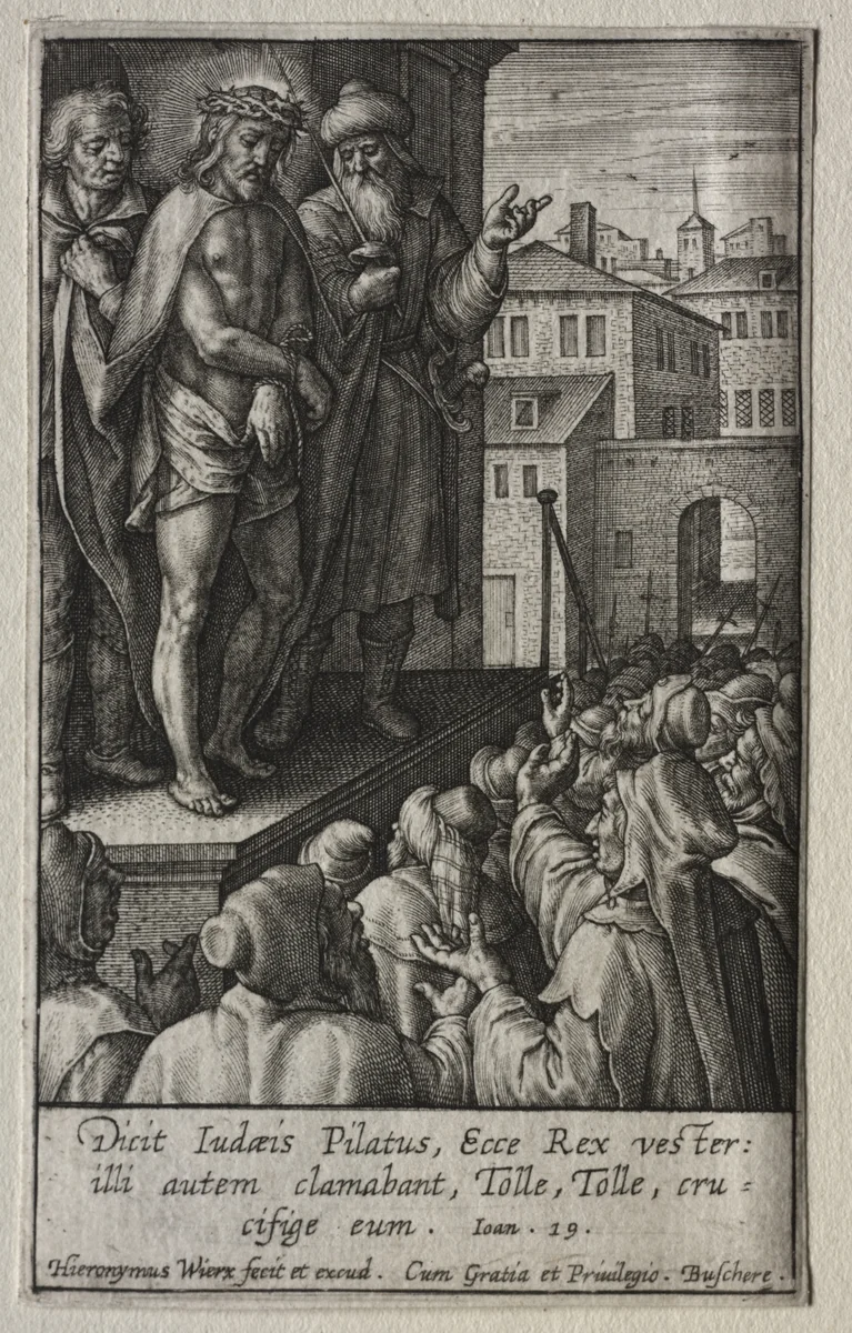 The Passion: Ecce Homo by Hieronymus Wierix, print, 1614-1624