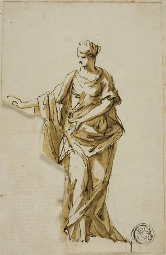Standing Female Figure with Right Arm Raised by John Michael Rysbrack
James Thornhill, drawing, 1713-1770
