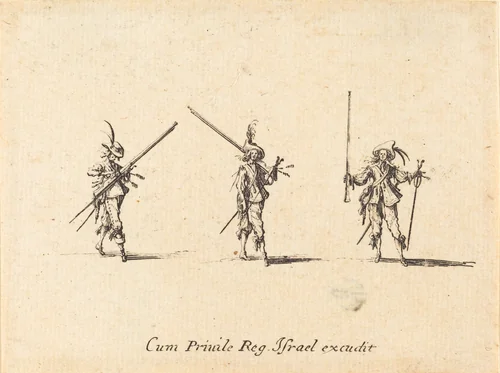 Drill with the Musket by Jacques Callot, print, 1634-1635